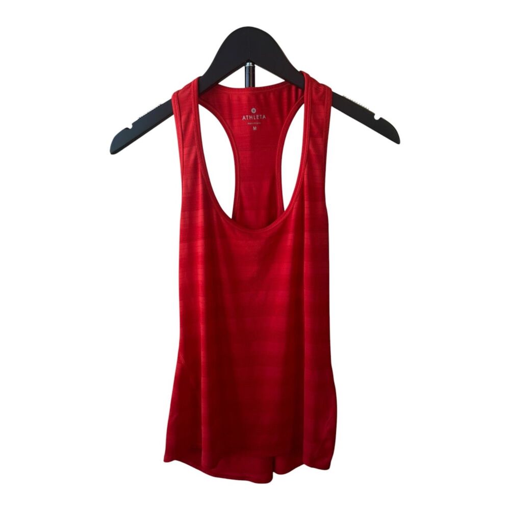 Athleta Speedlight Striped Racerback Tank Top Red Women’s Size Medium Activewear